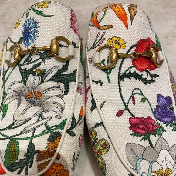 floral gucci mules